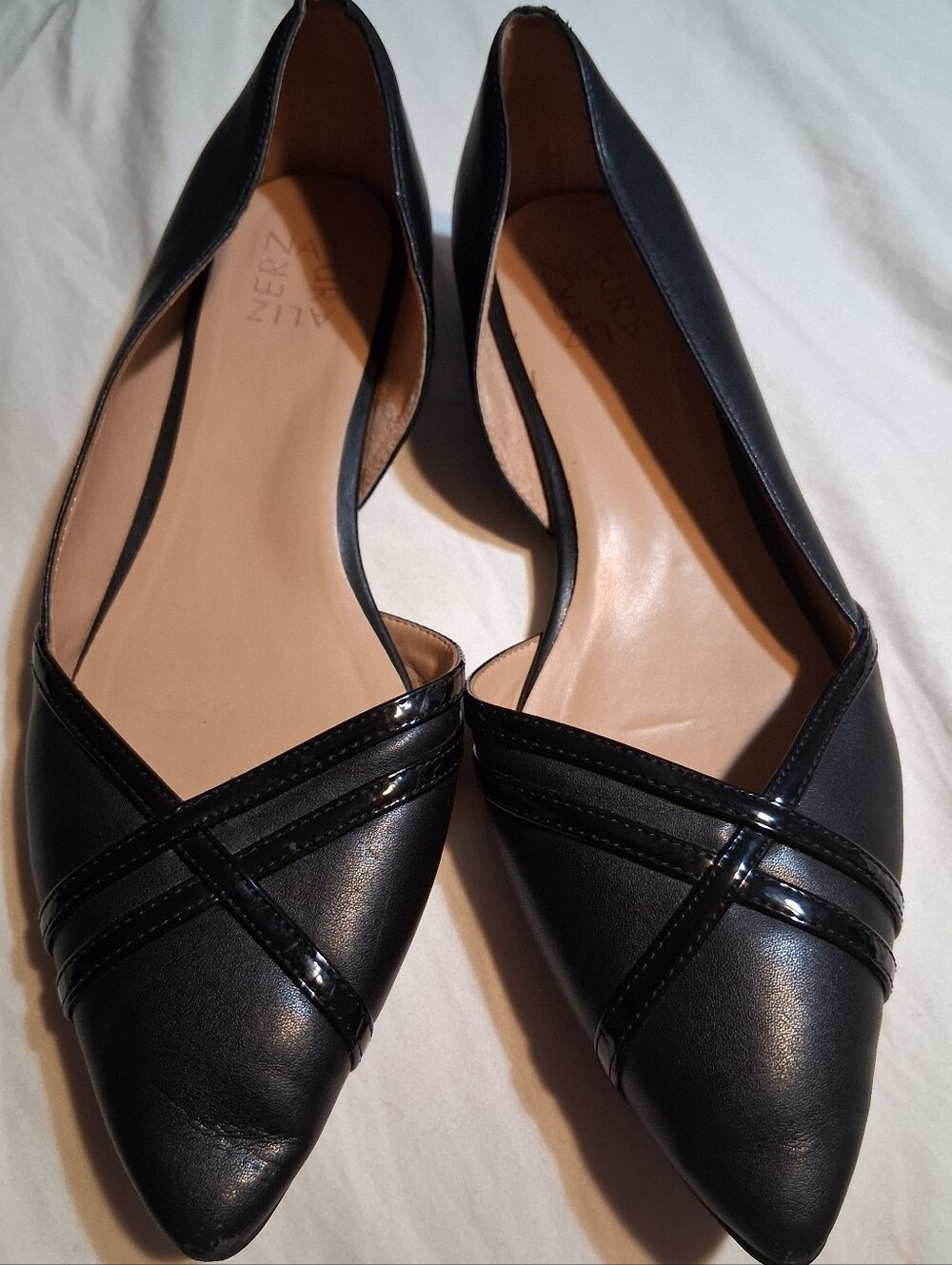 Naturalizer Barlow Black Pointed Toe D'Orsay Flats Shoes Size 9 M
